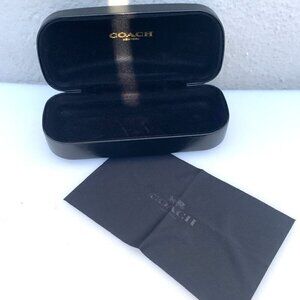 COACH Clamshell Protective Glasses Sunglasses Case Black Leather With Cloth
